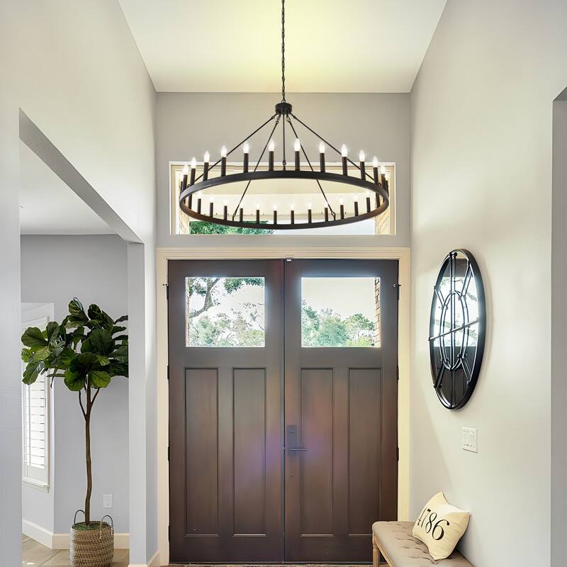 Wagon Wheel Chandelier Large Black Farmhouse Chandelier