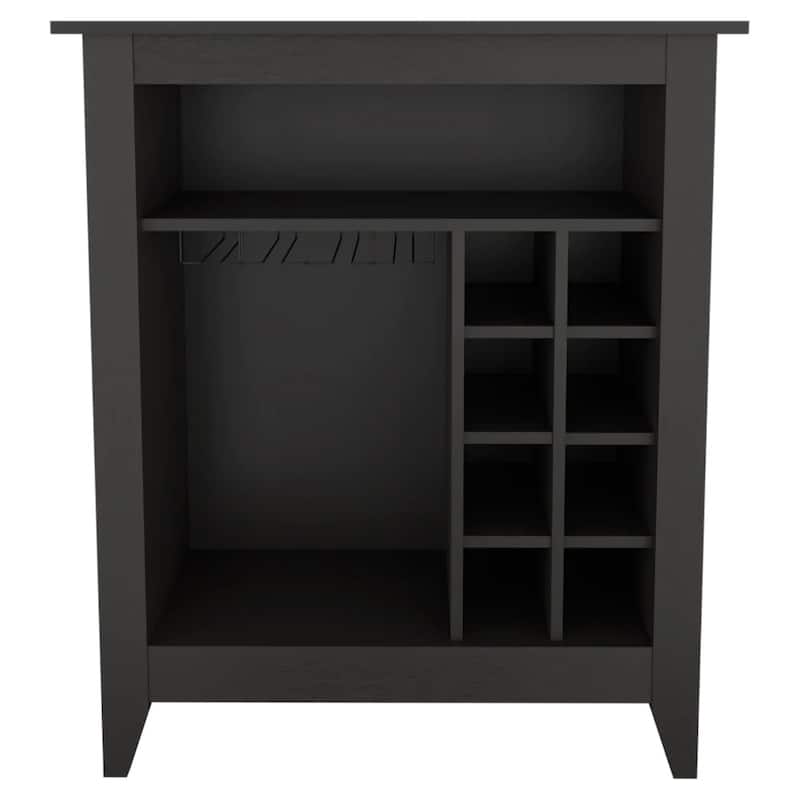 HomeRoots Black Bar Cart With Wine Storage - 32.40 in. x 38.00 in. x 17.70 in.