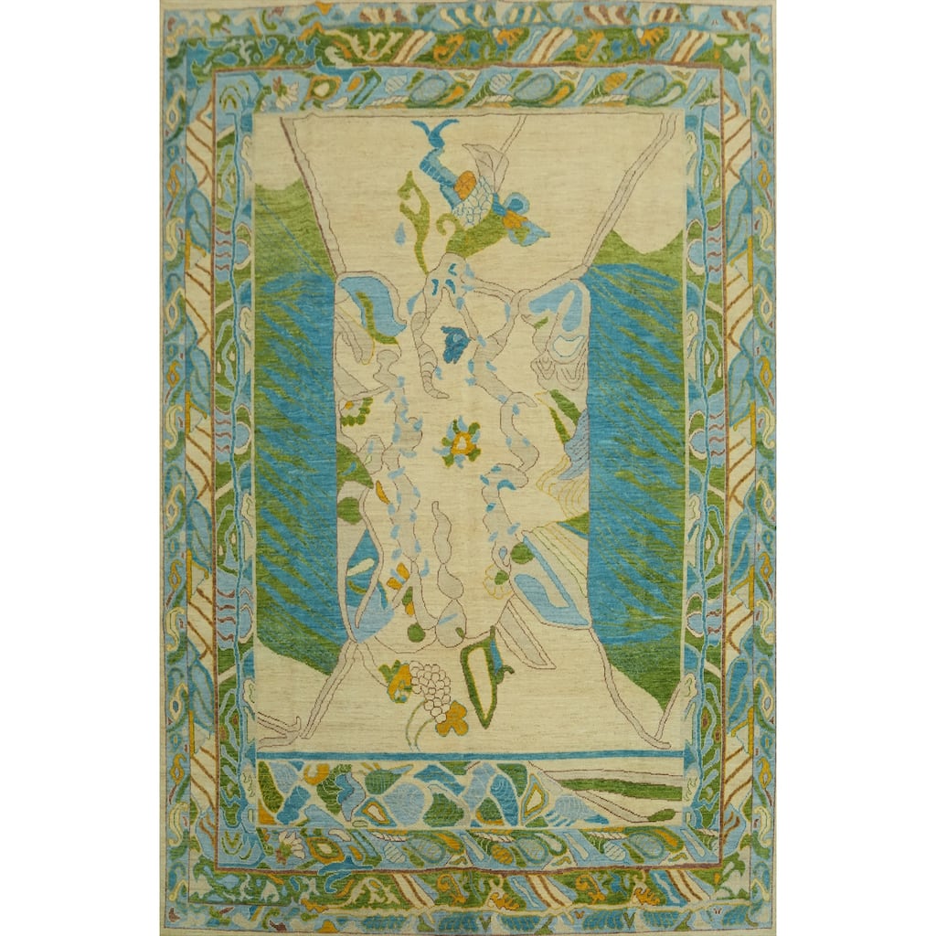 Vegetable Dye Wool Oushak Turkish Area Rug, Geometric Carpet - 11' 8'' X 9' 1''