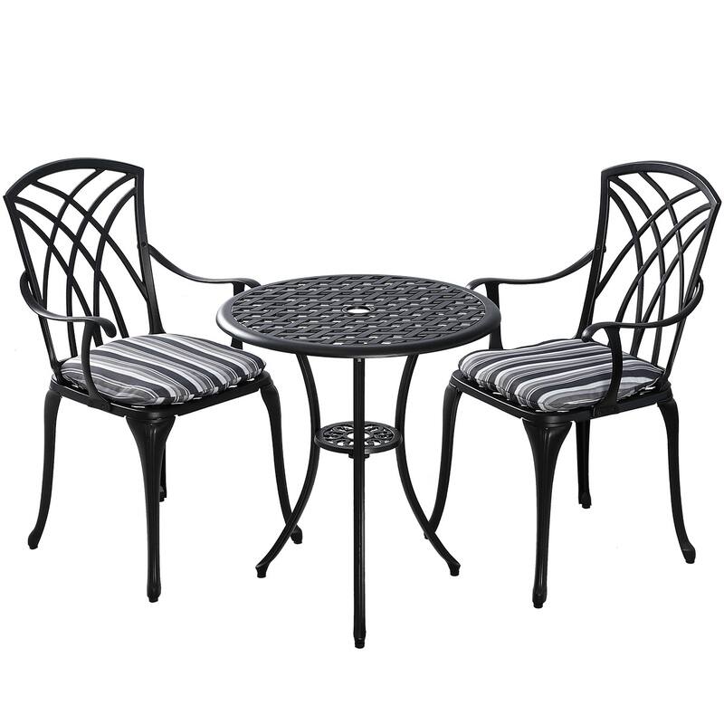 Kinger Home Ekta 24-Inch Patio Bistro Sets 3 Piece Cast Aluminum - Antique Black