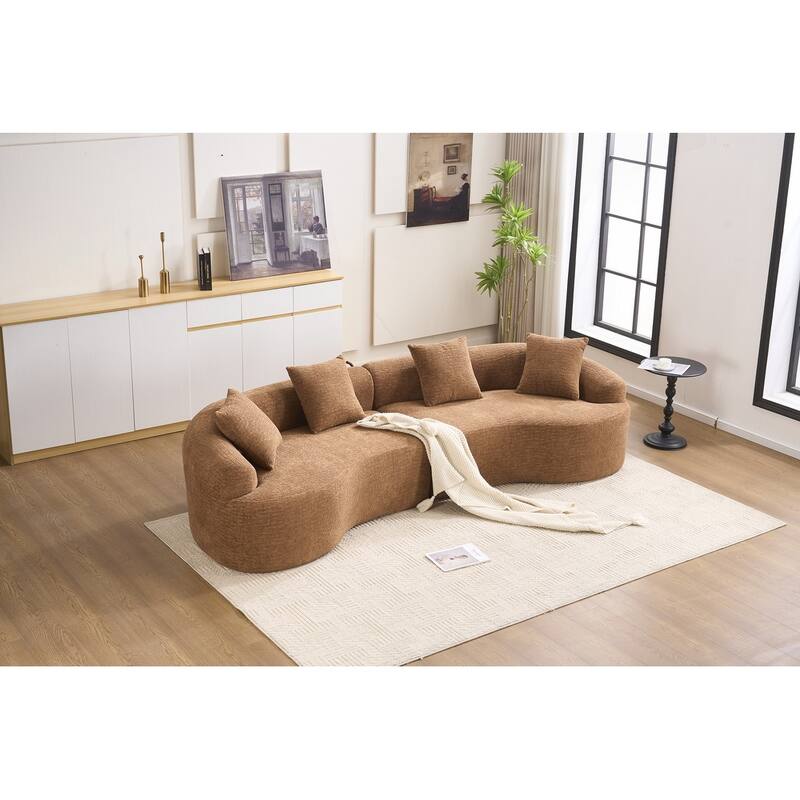 Curved Loveseat White Full Compression Sponge Sofa