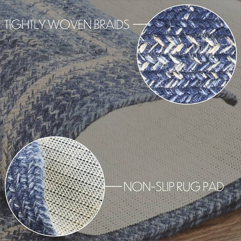 Great Falls Blue Jute Rug/Runner Rect w/ Pad 22x72 - 2' x 6' Runner