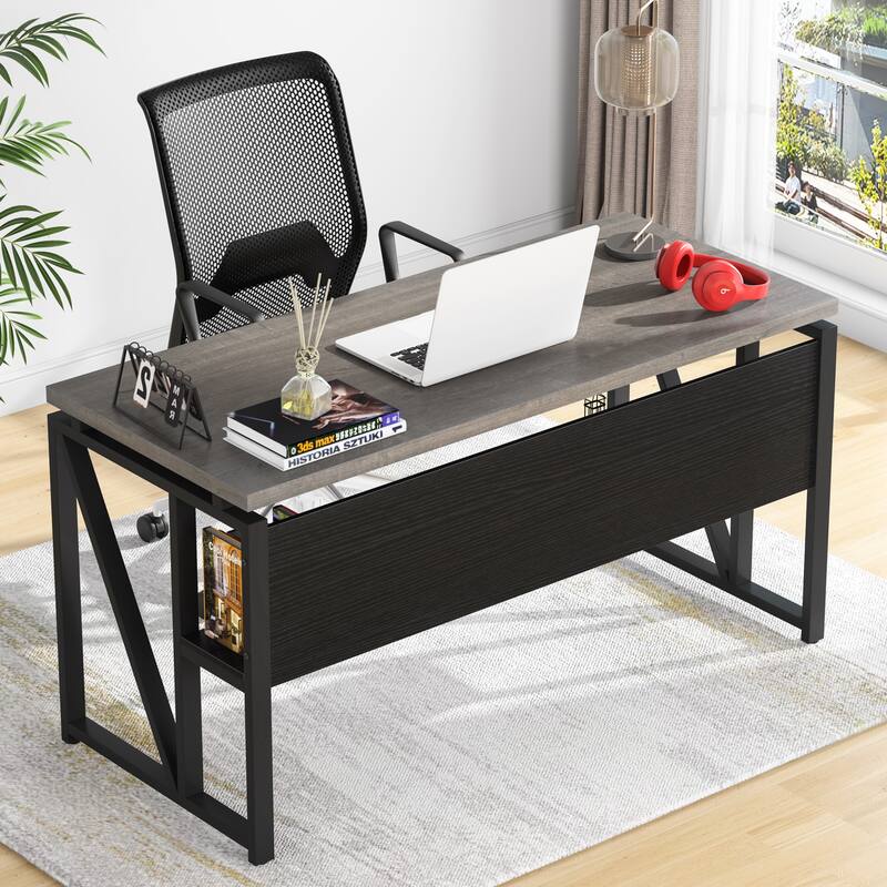 L Shaped Desk with Drawer, Executive Desk and lateral File Cabinet, 2 Piece Home Office Furniture