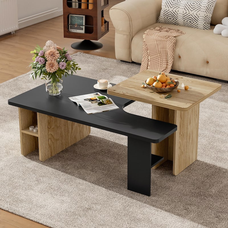 Set of 2 Nesting Coffee Tables, Farmhouse Style