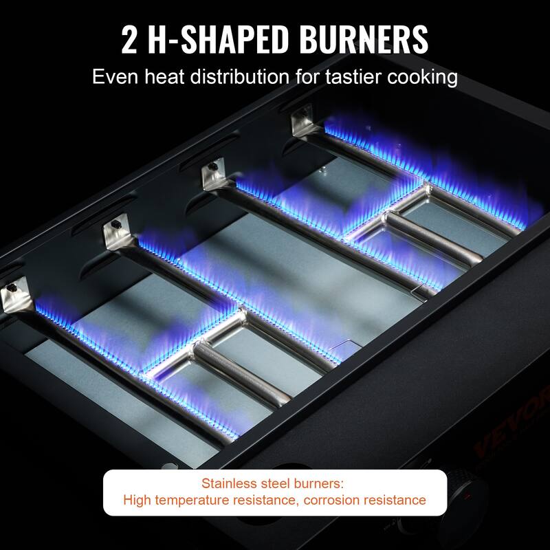 Commercial Griddle, 22.4" Heavy Duty Manual Flat Top Griddle, Countertop Gas Grill with Non-Stick Cooking Plate