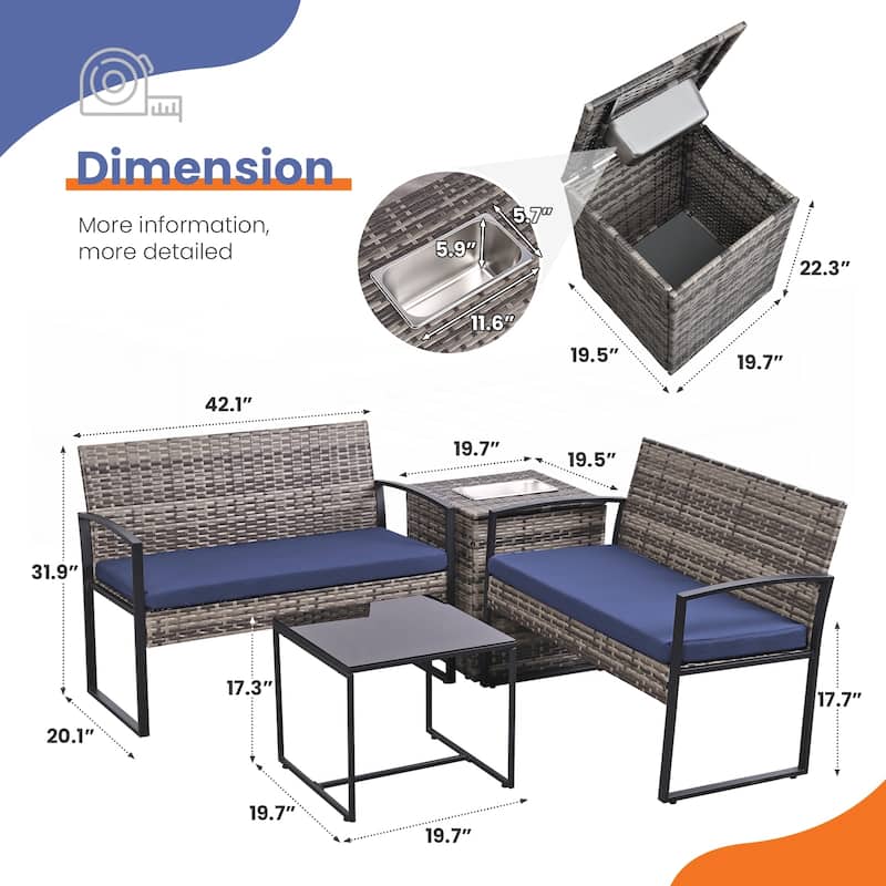 4 Piece Outdoor PE Wicker Furniture Set
