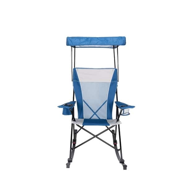 Mesh Tension Rocking Camp Chair with Canopy, Detachable Rockers On