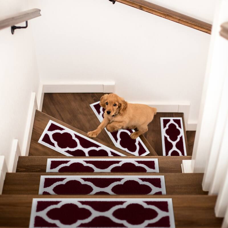 Beverly Rug Stair Treads Carpet Non Slip, Stair Carpet Treads for Wood Stairs Indoor, Trellis, 9''x28''