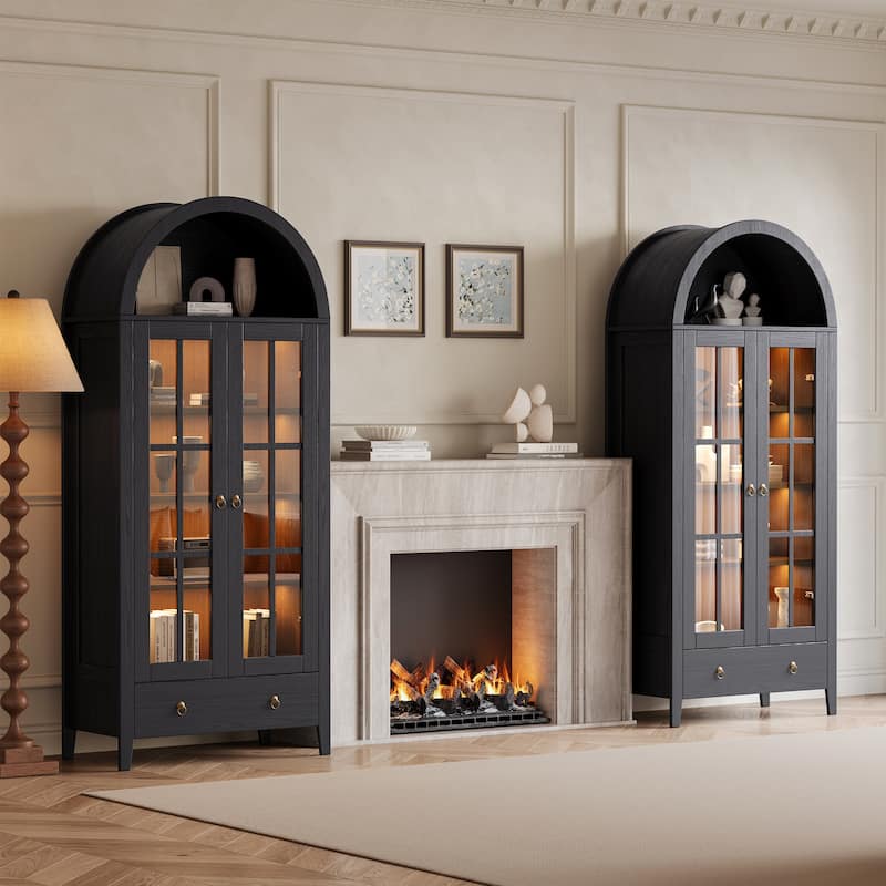 OVIOS Nordic Style Arched Cabinet & Bookshelves