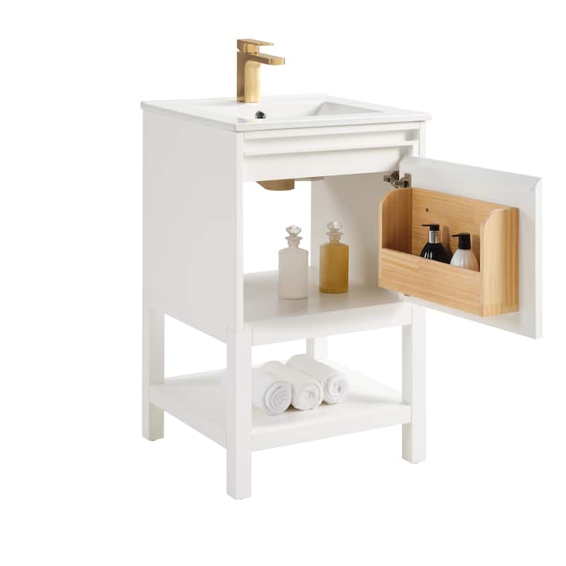 20 Inch Solid Wood Pre-Assembly Bathroom Vanity With Adjustable Shelf