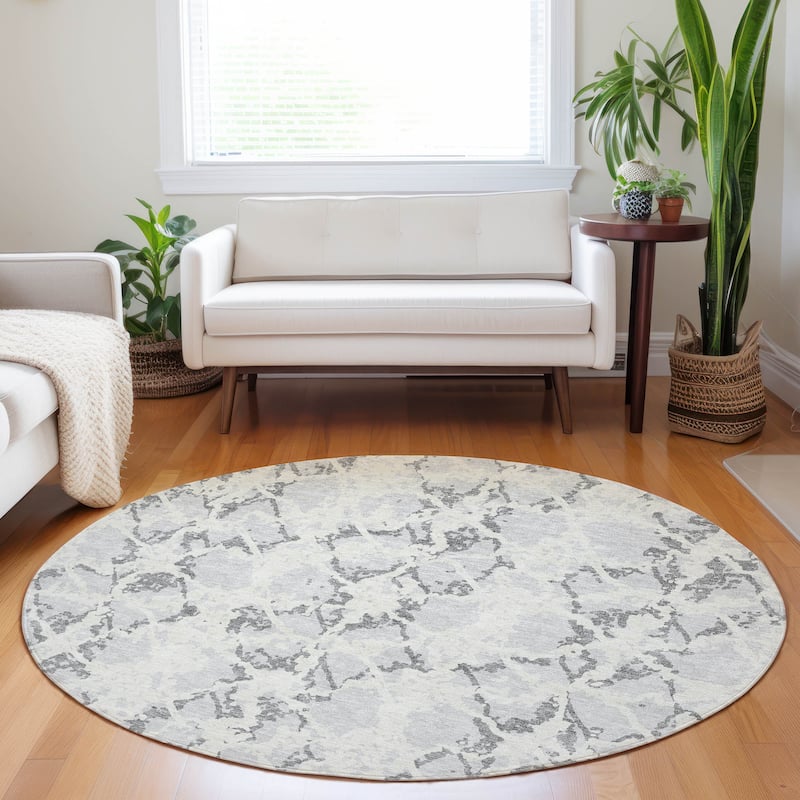 Machine Washable Indoor/ Outdoor Abstract Modern Chantille Rug
