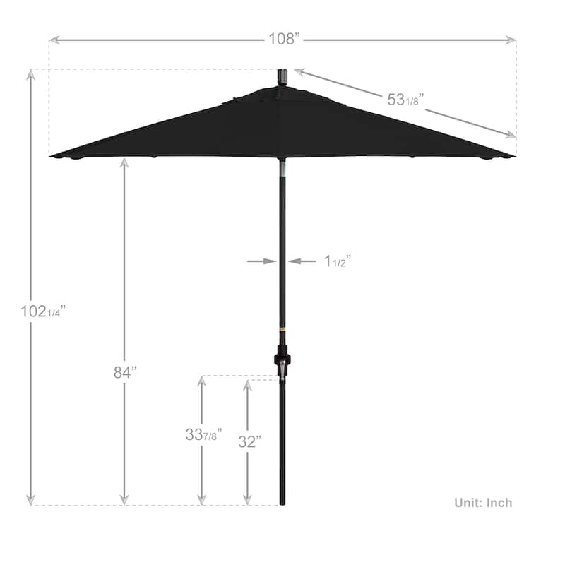 California Umbrella 9' Rd Patio Umbrella Bronze Aluminum Frame Fiberglass Ribs Crank Lift Collar Tilt Sunbrella