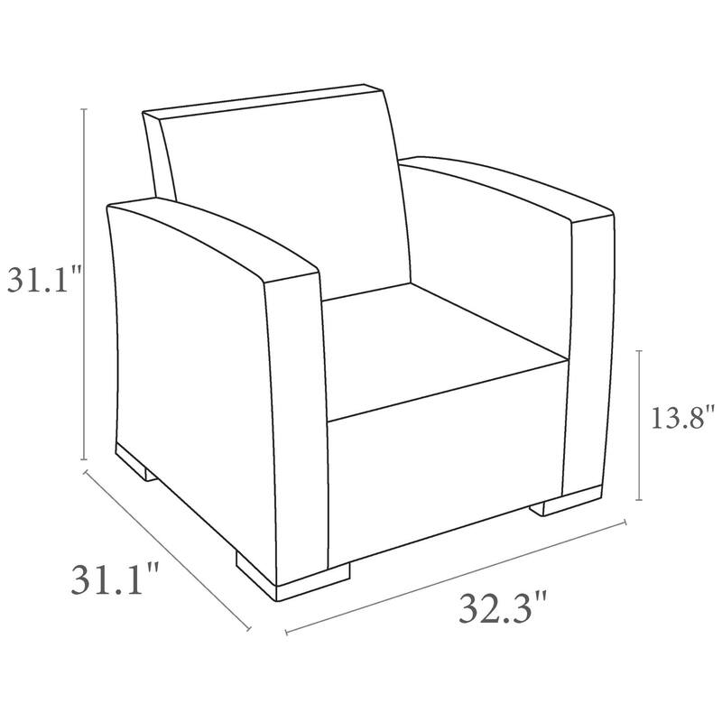 33" Gray Outdoor Patio Club Chair with Natural Beige Sunbrella Cushion