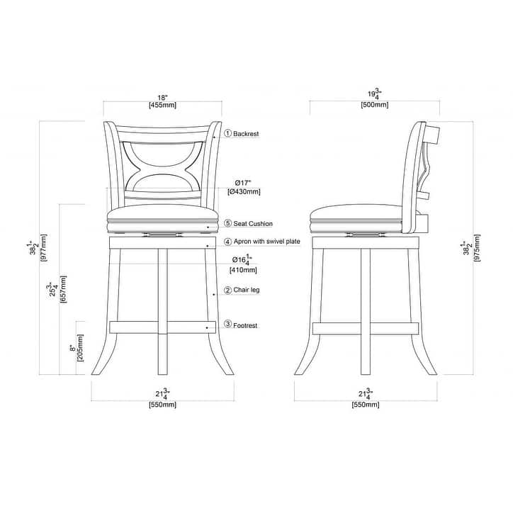Florence Solid Hardwood Black 24-inch Plush-seat Swivel Stool