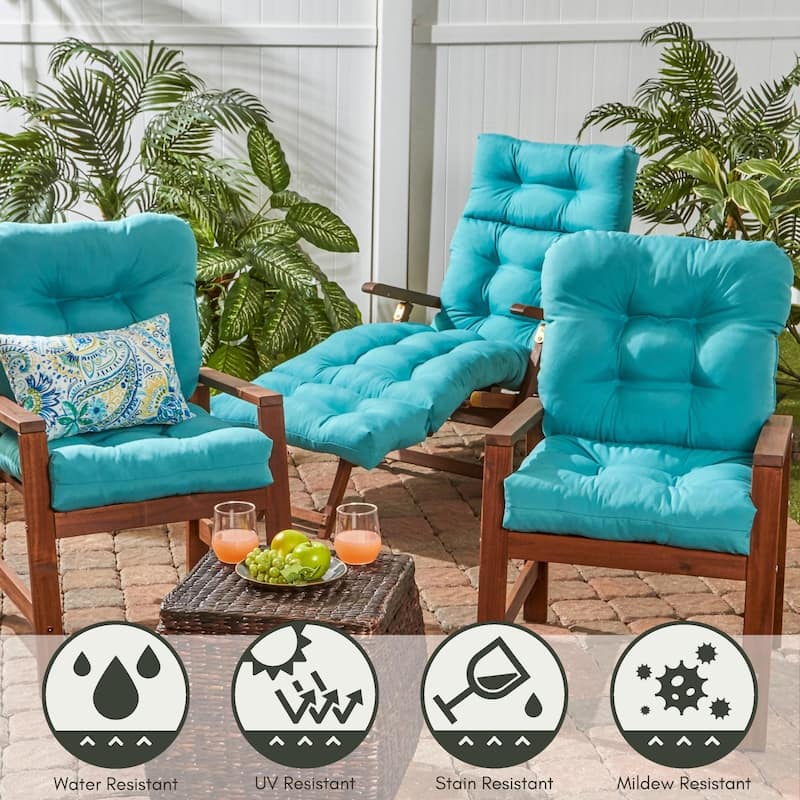 21 x 42-inch Solid Color Outdoor Seat/Back Chair Cushions (Set of 2) (Cushions Only)