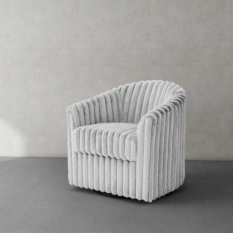 Daniel 49" Upholstered Plush Corduroy Swivel Barrel Accent Chair