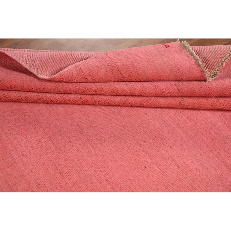 Light Pink Gabbeh Modern Area Rug Hand-Knotted Wool Carpet - 5'9"x 7'10"