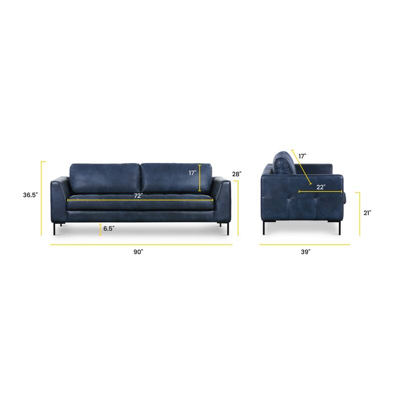 Poly & Bark Calle 90" Sofa - Full Grain Genuine Italian Leather