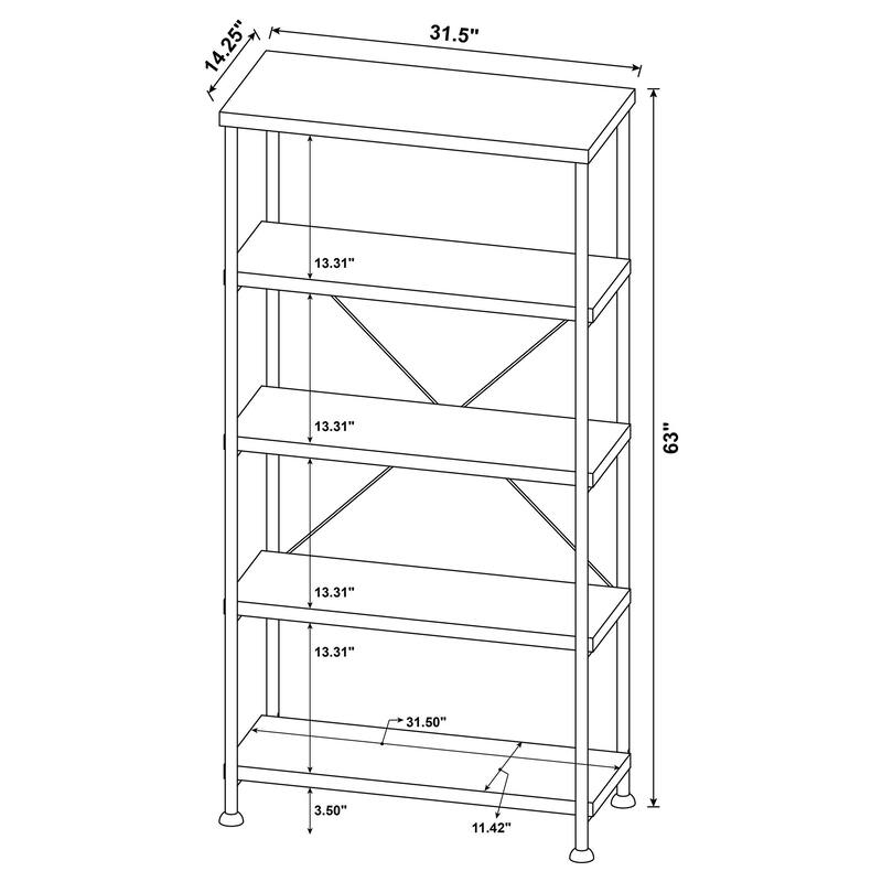 Analiese Farmhouse 63-inch 4-shelf Bookshelf - 31.50" x 14.25" x 63.00"
