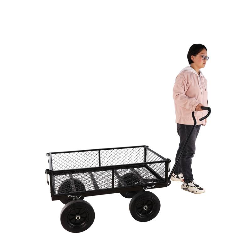 Multi-functional cart with 10-inch solid tires for gardening and farming
