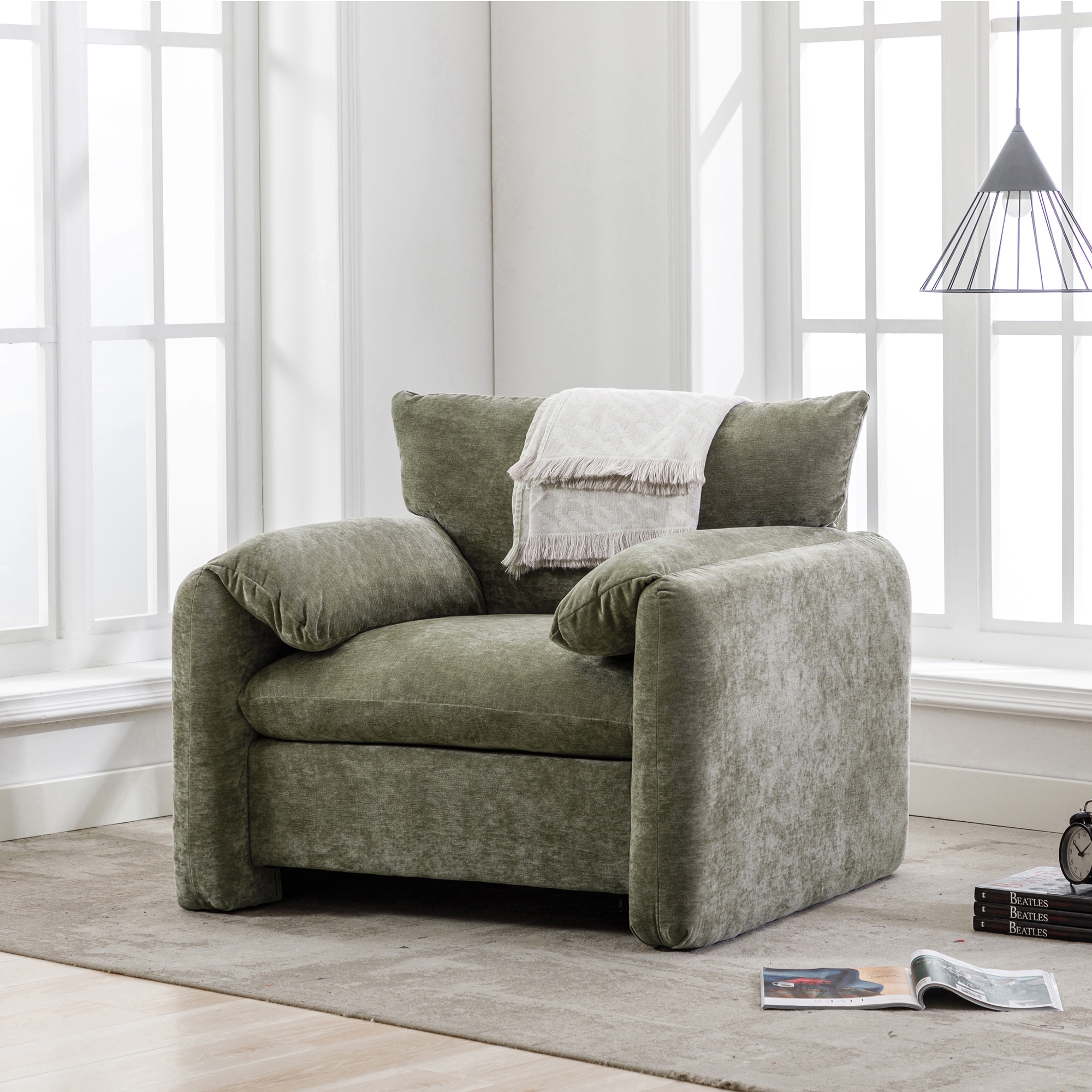 Oversized store green chair