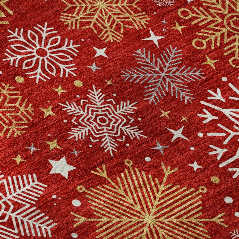 Premium Washable Super Soft Winter Snowflake Mayfield Rug