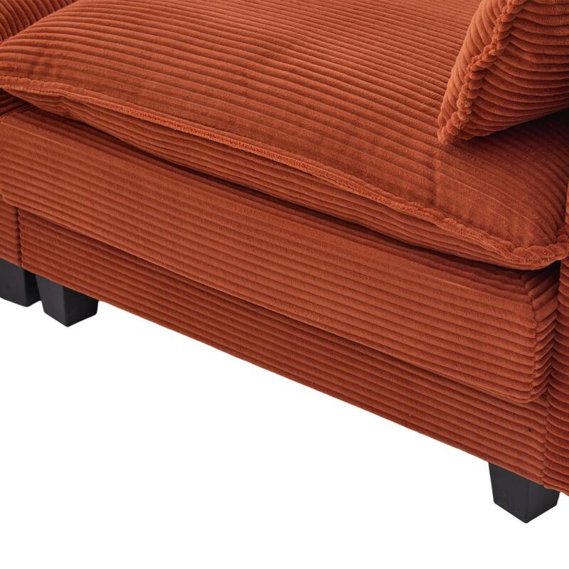 102.95" L-Shaped Corduroy Sectional Sofa with Movable Ottoman