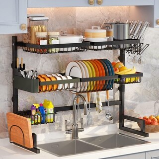 Over The Sink Dish Drying Rack Snap-On Design 2 Tier Dish Rack ...