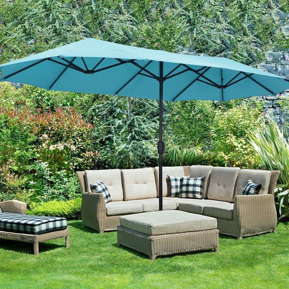 Ainfox 13Ft Large Outdoor Patio Umbrella with Crank With Base