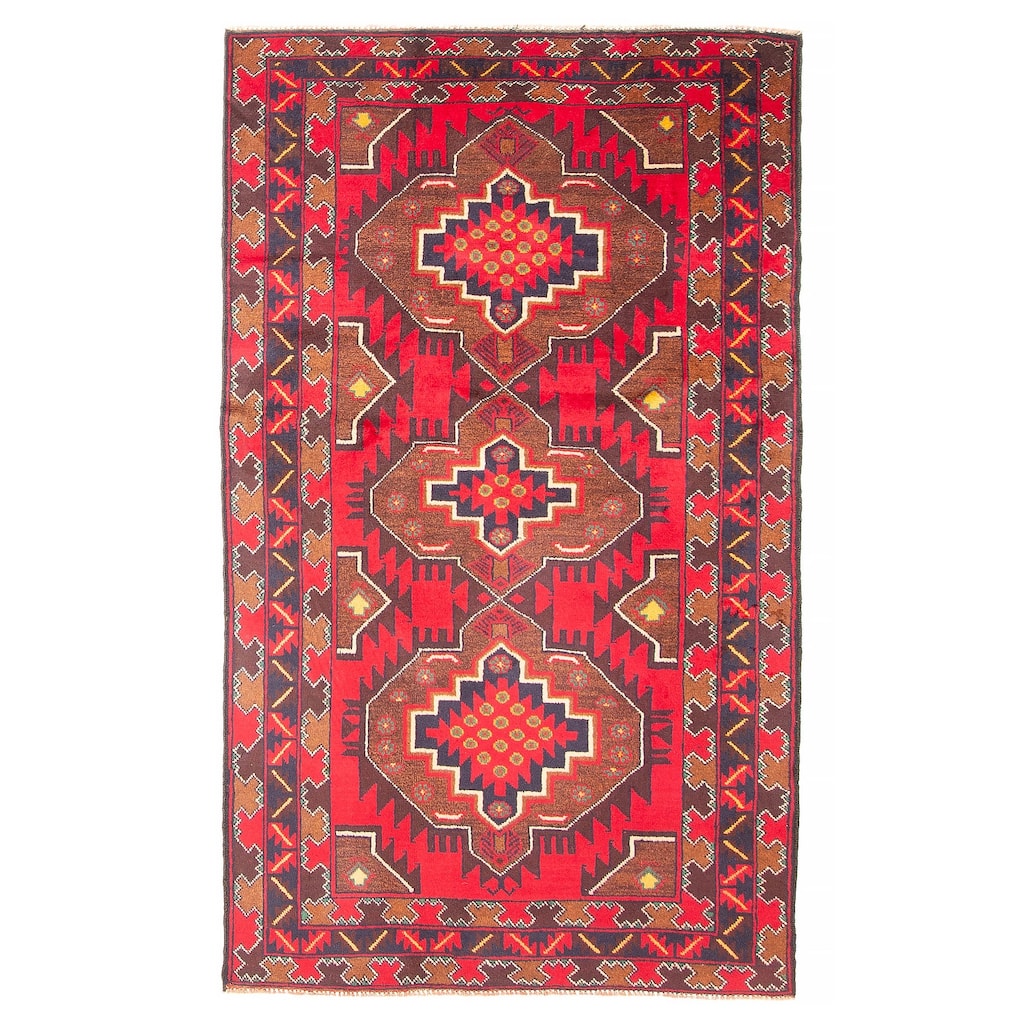 ECARPETGALLERY Hand-knotted Teimani Red Wool Rug - 3'6 x 6'5