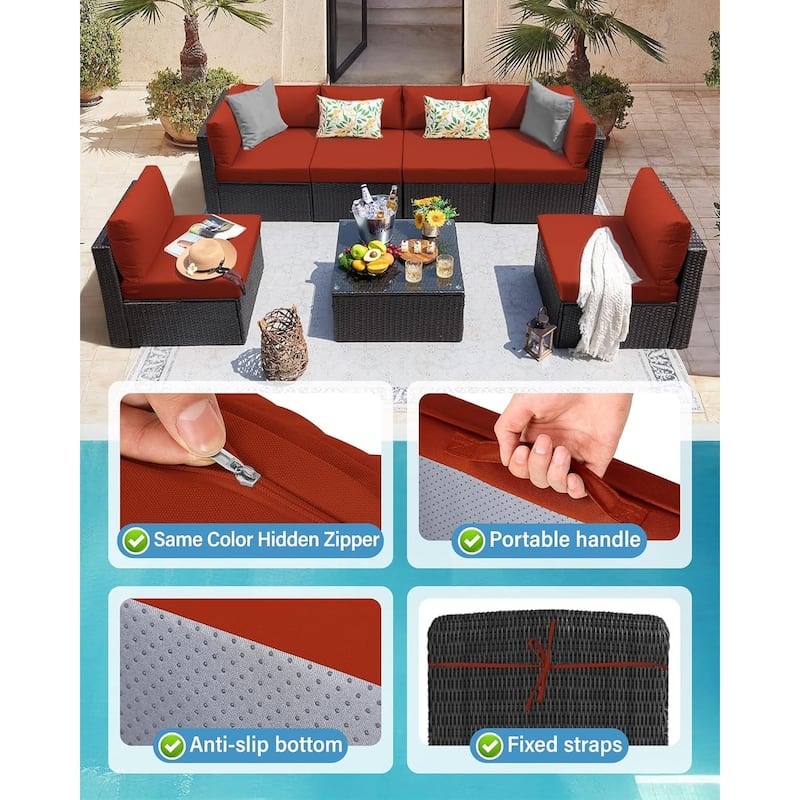 WINSOON 14 Piece Outdoor Furniture Replacement Cushions,Patio Seat Cushions