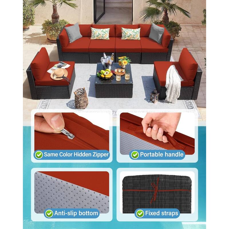 WINSOON 14 Piece Outdoor Furniture Replacement Cushions,Patio Seat Cushions