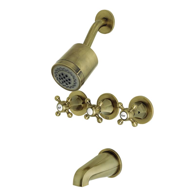 Metropolitan Three-Handle Tub and Shower Faucet - Antique Brass