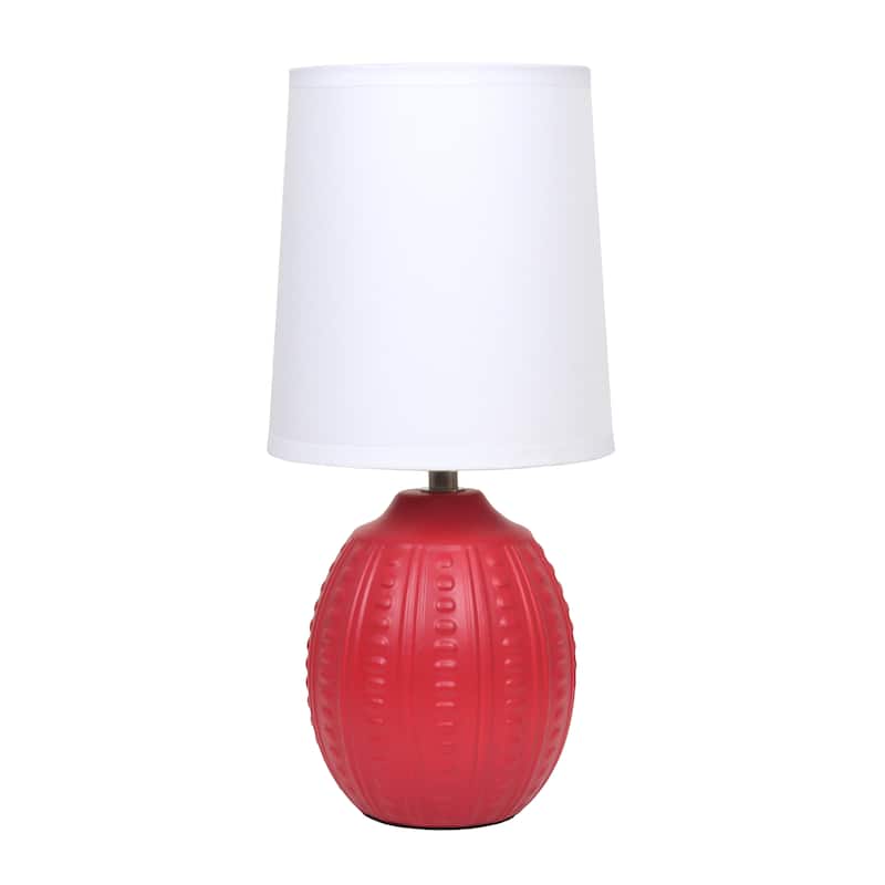 Ceramic Oval Table Lamp with Fabric Shade for Bedroom, Living Room - 6 x 6 x 13 in. (L x W x H) - Red