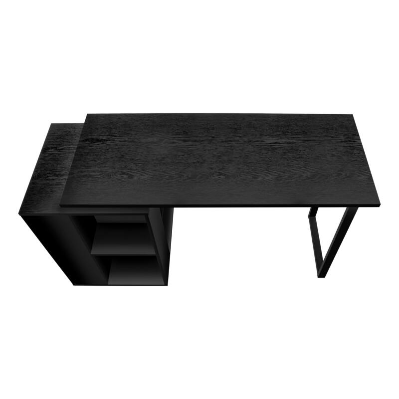 Computer Desk, Home Office, Left, Right Set-up, Storage Shelves, 55"l, Work, Laptop, Black Laminate