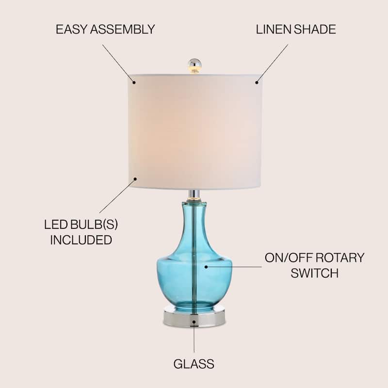 Colette 20" Mini Glass LED Table Lamp, Silver by JONATHAN Y