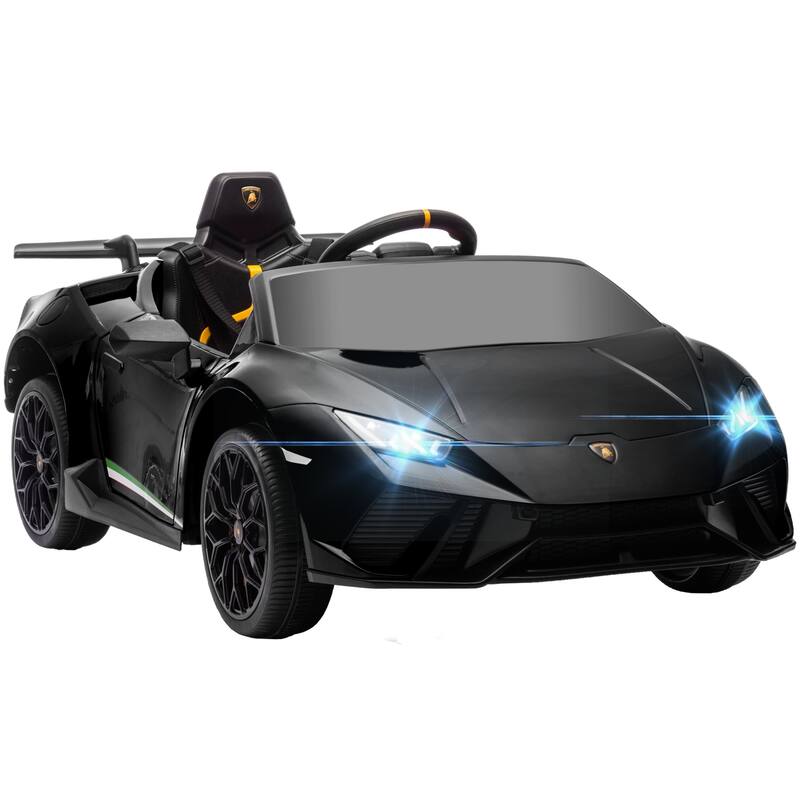 Qaba 12V Lamborghini Huracan Licensed Kids Electric Car with Remote Control, Spring Suspension, Transport Wheel, LED Lights
