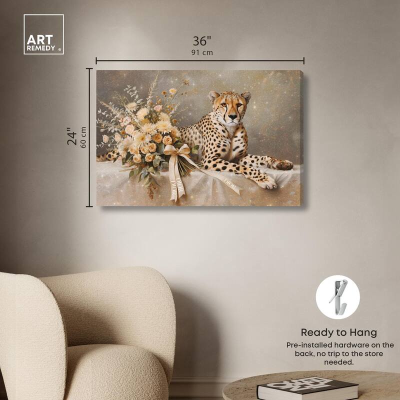 Bouquet Cheetah Canvas by Art Remedy, Gallery Wrapped