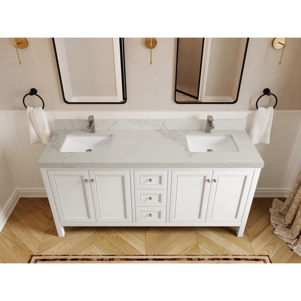 Willow Collections 72 in. W x 22 in. D Nashville Double Bowl Sink Bathroom Vanity with Countertop