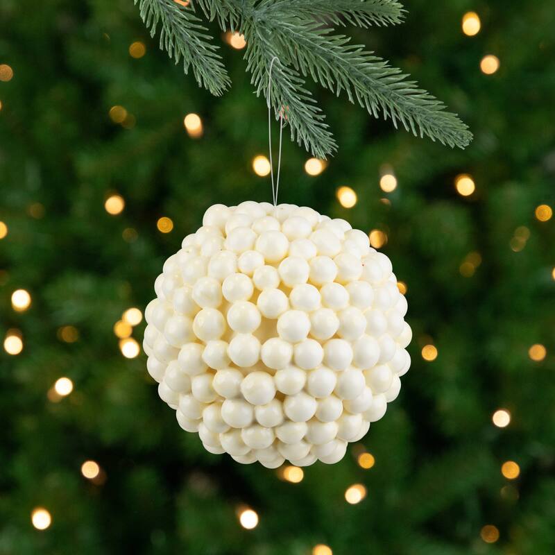 Berries Christmas Ball Ornament - 4.75" - White