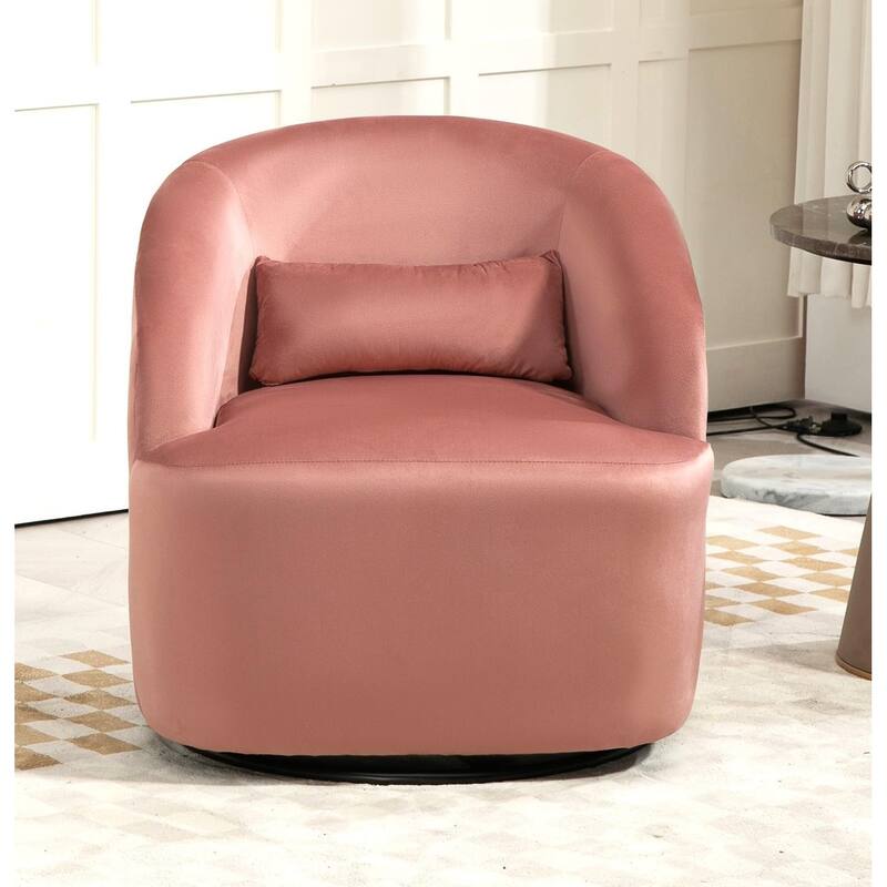 Accent Chair with Barrel-shaped Design and 360 Degree Swivel Feature
