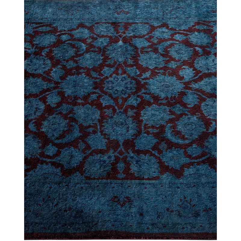 Overton Hand Knotted Wool Vintage Inspired Modern Contemporary Overdyed Blue Area Rug - 3' 1" x 5' 3"