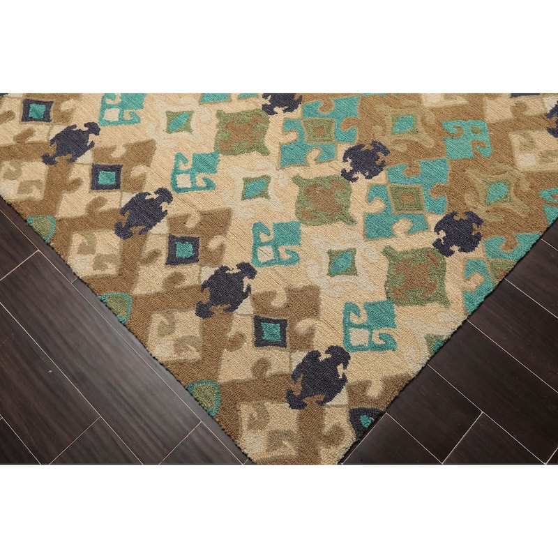Hand Tufted 100% Wool Oriental Area Rug Beige,Brown Color