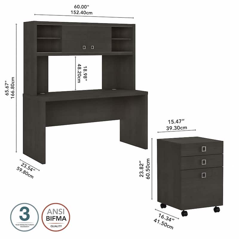 Echo Credenza Desk with Hutch and Drawers by Bush Business Furniture
