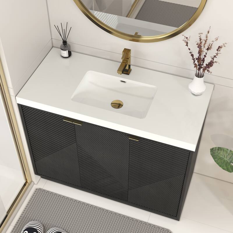 Milano 42" Freestanding (Left Doors) Bathroom Vanity with Reinforced Acrylic Sink