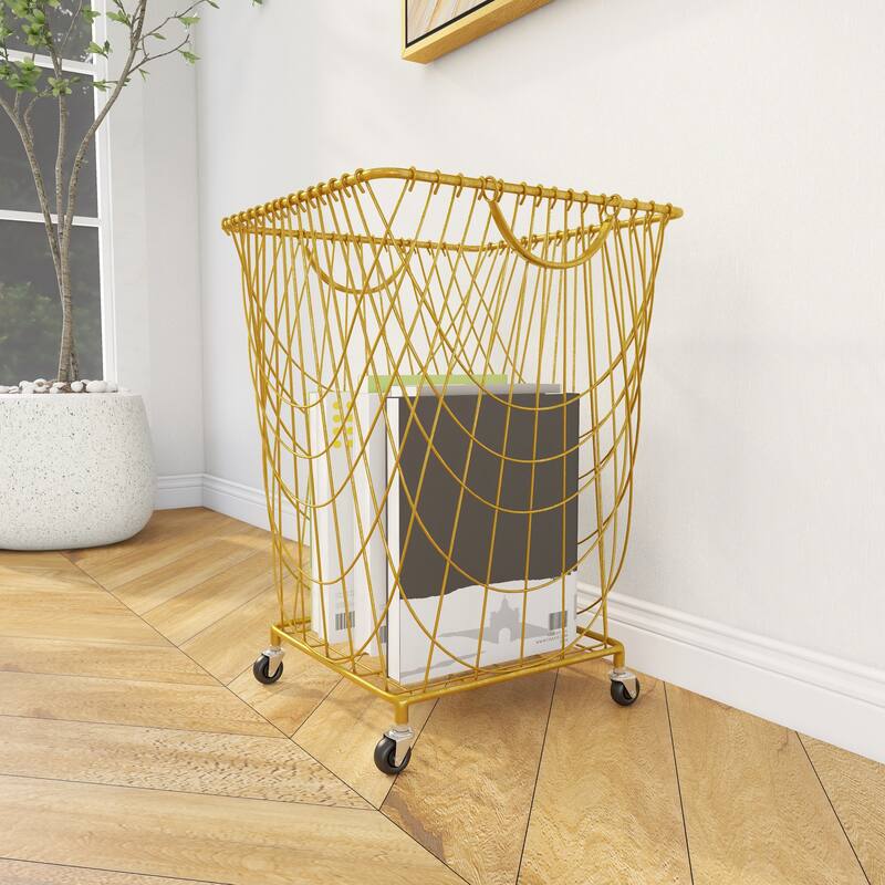 CosmoLiving by Cosmopolitan 26x16 Metal Rolling Storage Basket - 16"L x 16"W x 24"H
