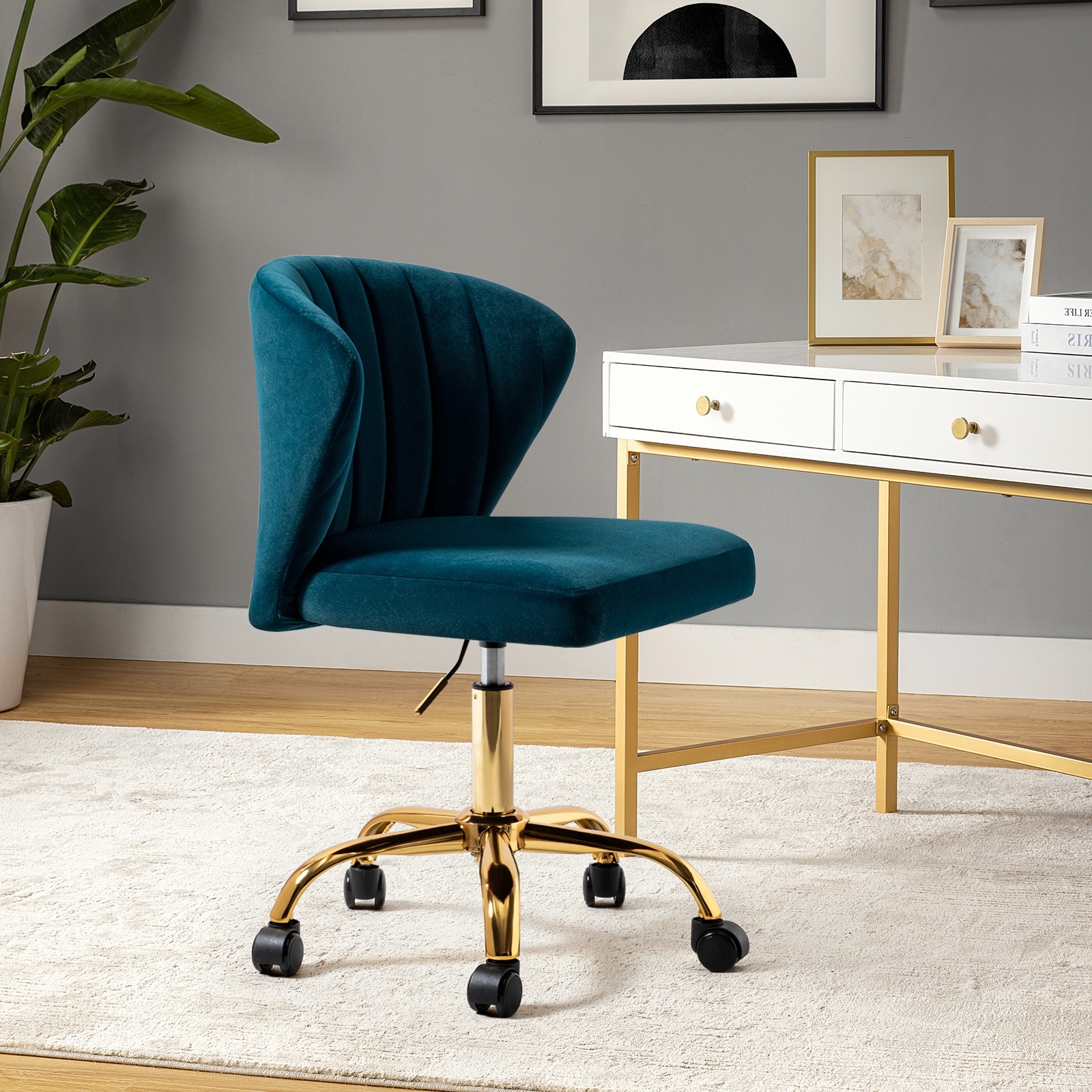 Ergonomic Office Chair, Swivel Home Office Desk Chair With Gold