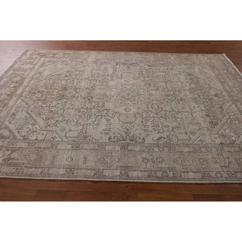Distressed Tabriz Living Room Rug Handmade Wool Carpet - 6'5"x 9'4"