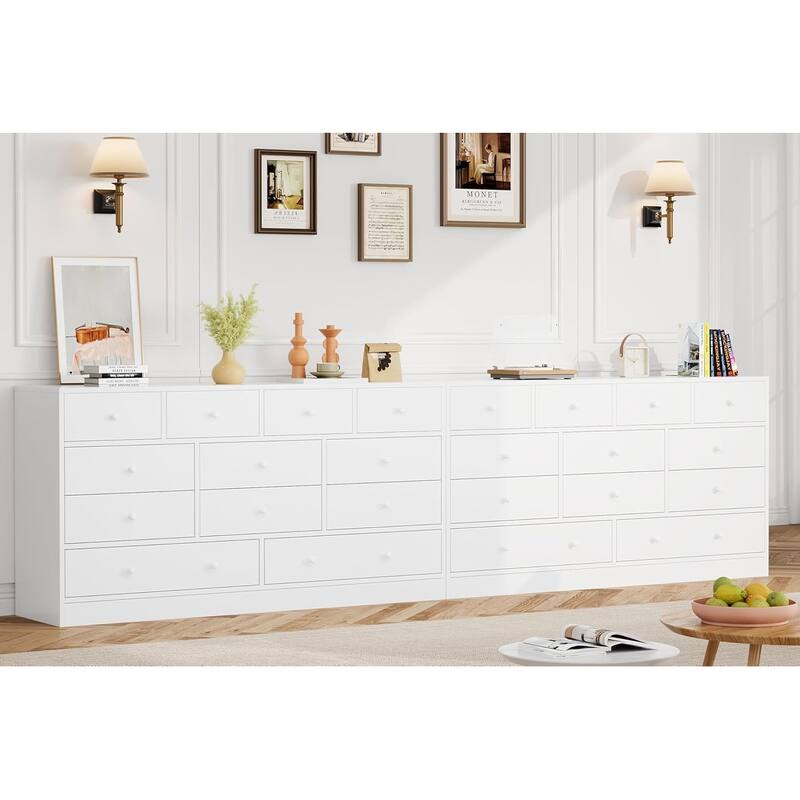 Dresser for Bedroom,12 Drawer Dressers & Chests of Drawers, Wood Storage Drawer Dresser with Power Outlet
