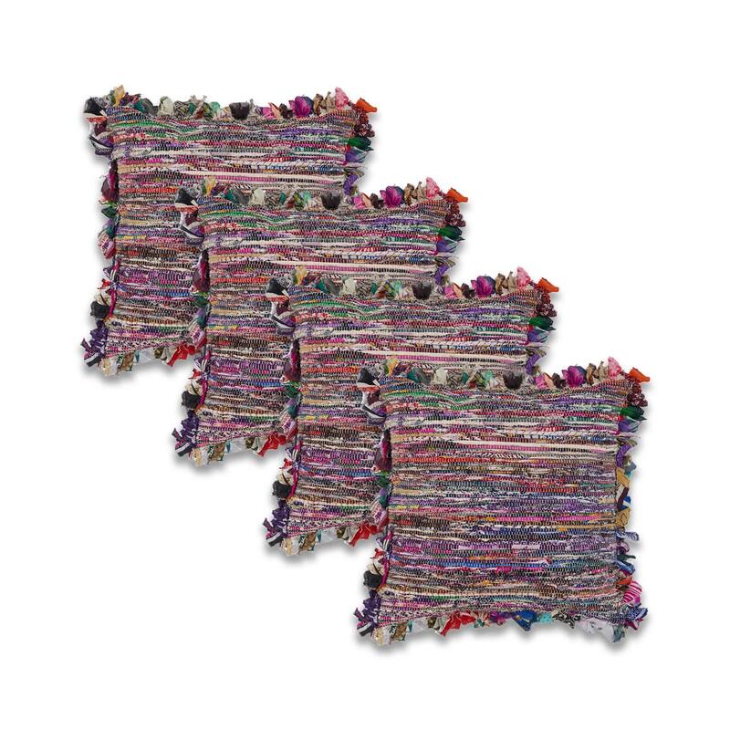 Sevita Multi Striped Recycled Materials 18"x18" Square Throw Pillow, Set of 2 or 4